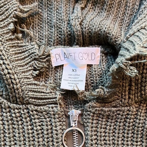 Planet gold Juniors zip front hoodie sweater olive green size XS - Picture 3 of 5